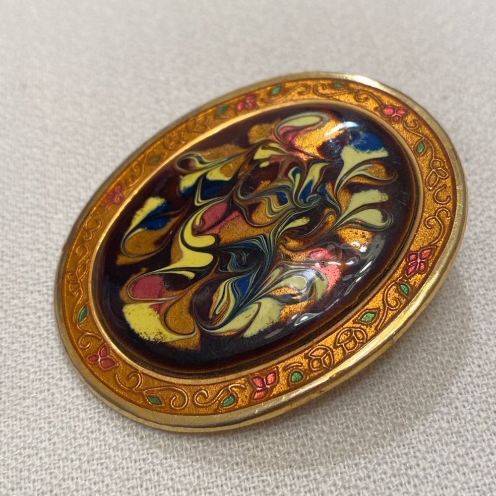 Vintage Abstract Enamel Brooch - Picture 8 of 14